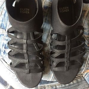 Eileen fisher black Leather Sandals 6.5